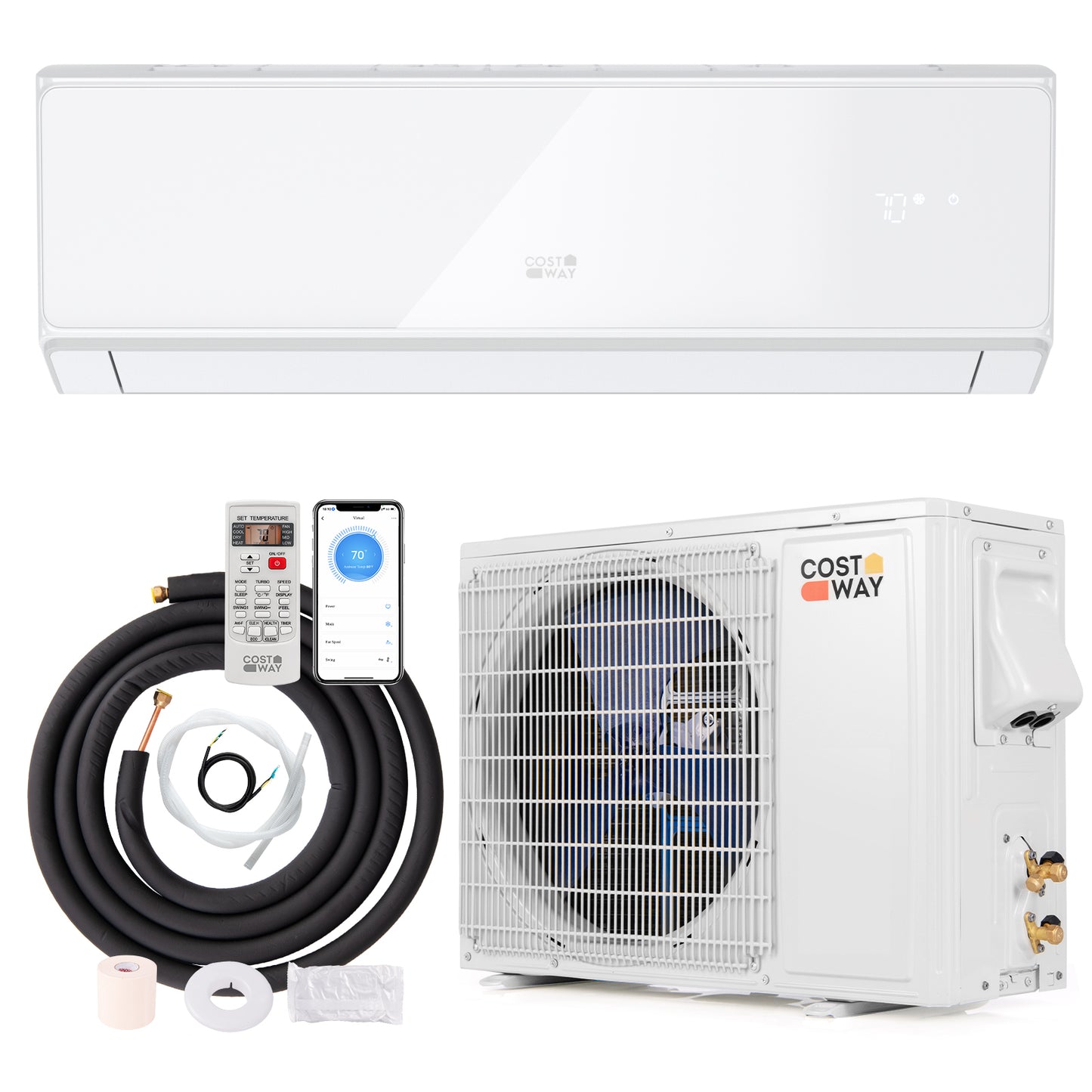 12000 BTU 22 SEER2 208-230V Wifi Enabled Mini Split Air Conditioner and Heater White