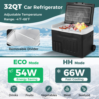 12V Car Refrigerator 32QT with Touch Panel and Removable Divider Medium