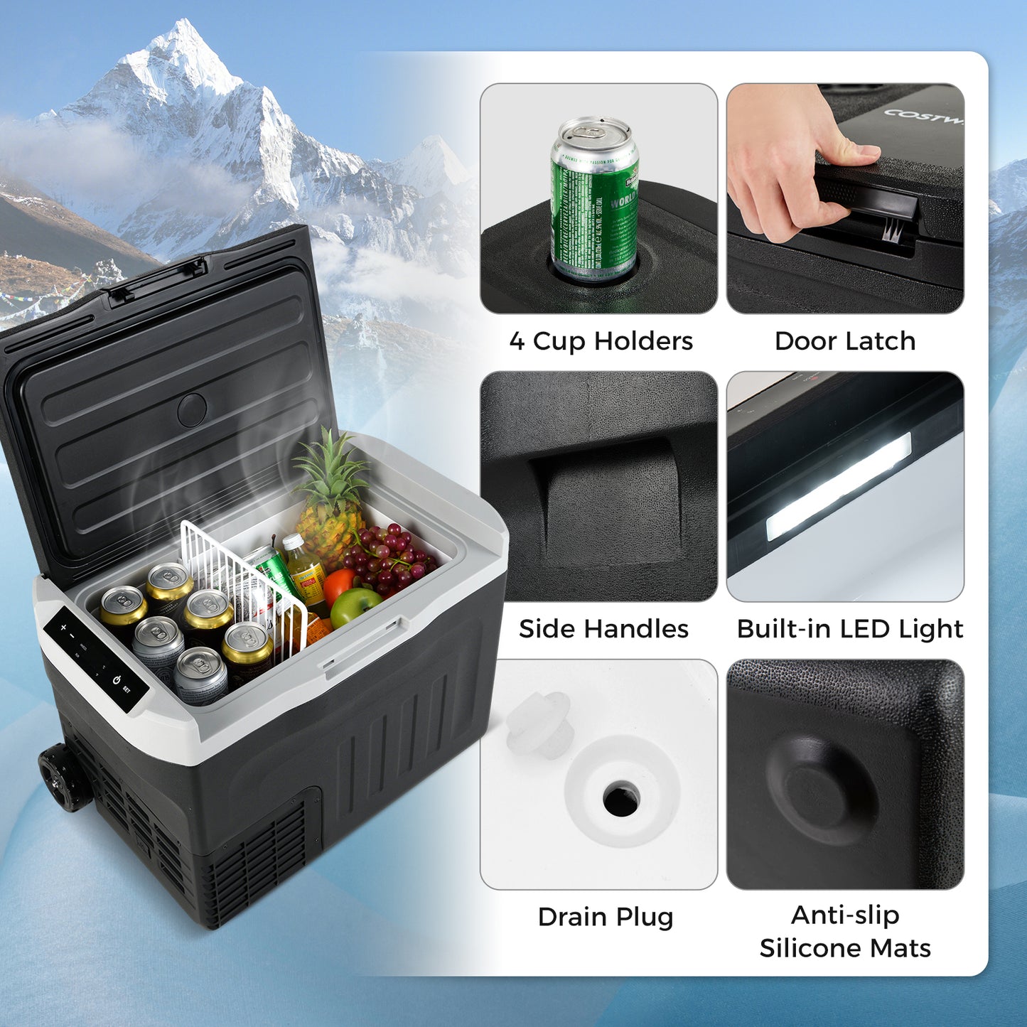 12V Car Refrigerator 32QT with Touch Panel and Removable Divider Medium