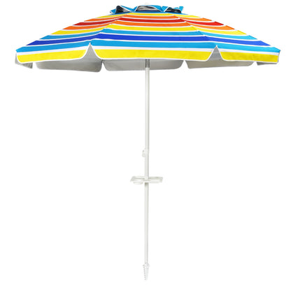 7.2 FT Portable Outdoor Beach Umbrella with Sand Anchor and Tilt Mechanism