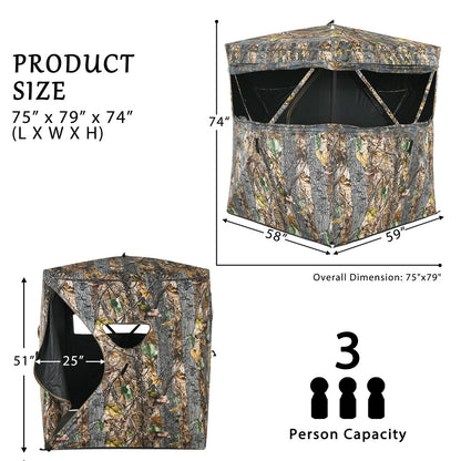 3 Person Portable Surround View Tent with Slide Mesh Window