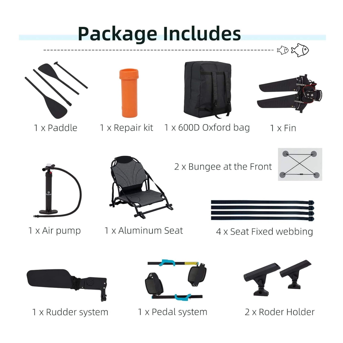 Portable 12FT Lightweight Inflatable PVC Fishing Kayak with Pedal System