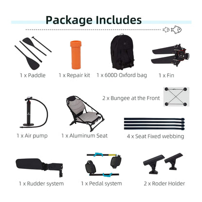 Premium 12FT Lightweight Inflatable Fishing Kayak with Pedal System