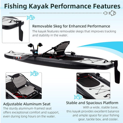 Premium 12FT Lightweight Inflatable Fishing Kayak with Pedal System