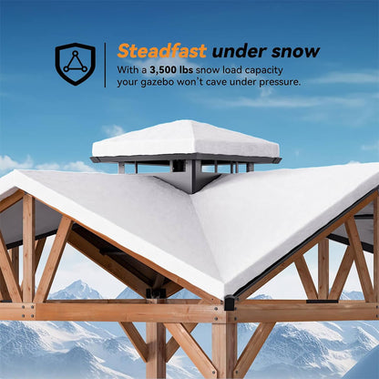 12' x 12' Alora Premium Outdoor Cedar Wood Hardtop Gazebo with Galvanized Steel Roof