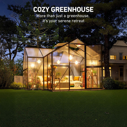 12FT x 12FT Premium T-Shape Polycarbonate Greenhouse with UV Protection and Aluminum Frame
