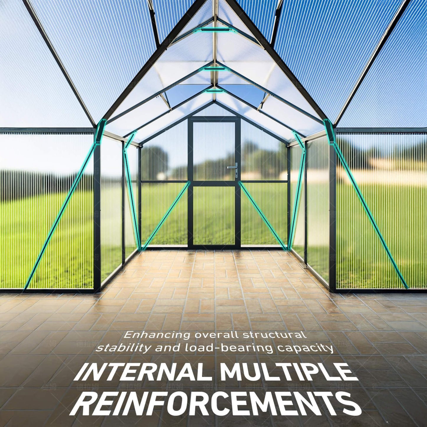 12FT x 12FT Premium T-Shape Polycarbonate Greenhouse with UV Protection and Aluminum Frame