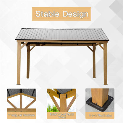 12' x 14' Alora Hardtop All-Weather Outdoor Gazebo With Galvanized Steel Roof