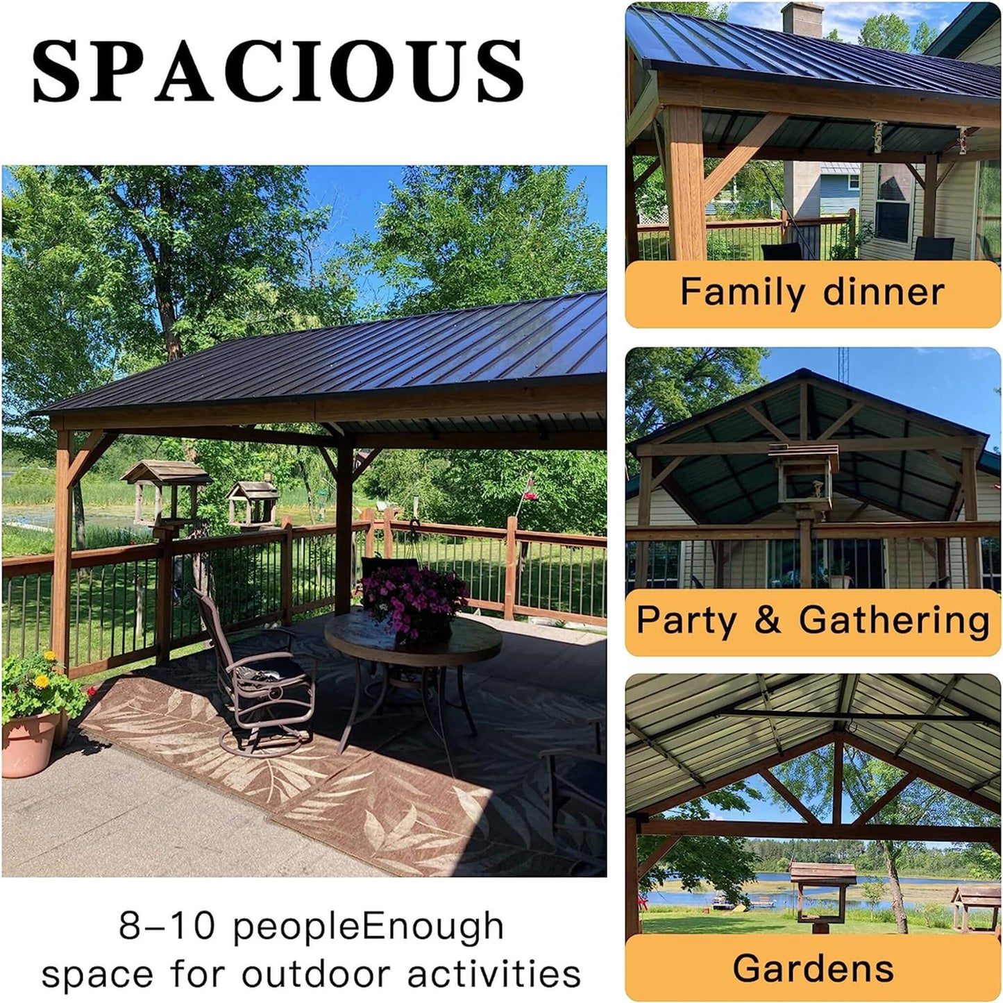 12' x 14' Alora Hardtop All-Weather Outdoor Gazebo With Galvanized Steel Roof