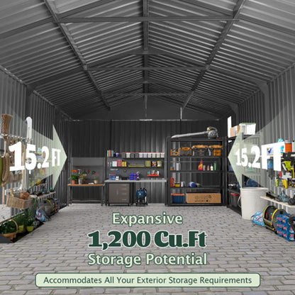 Extra-Large Outdoor Heavy-Duty Metal Garage Shed with Lockable Doors