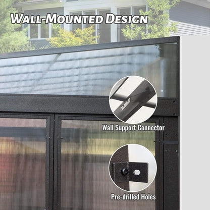 12FT x 16FT Alora Extra Large All-Season Outdoor Wall-Mounted Sunroom Solarium with Detachable Polycarbonate Windows and Lockable Sliding Doors