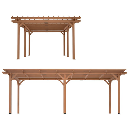 12' x 16' Alora Extra Large Outdoor Wooden Waterproof Grape Gazebo, Brown