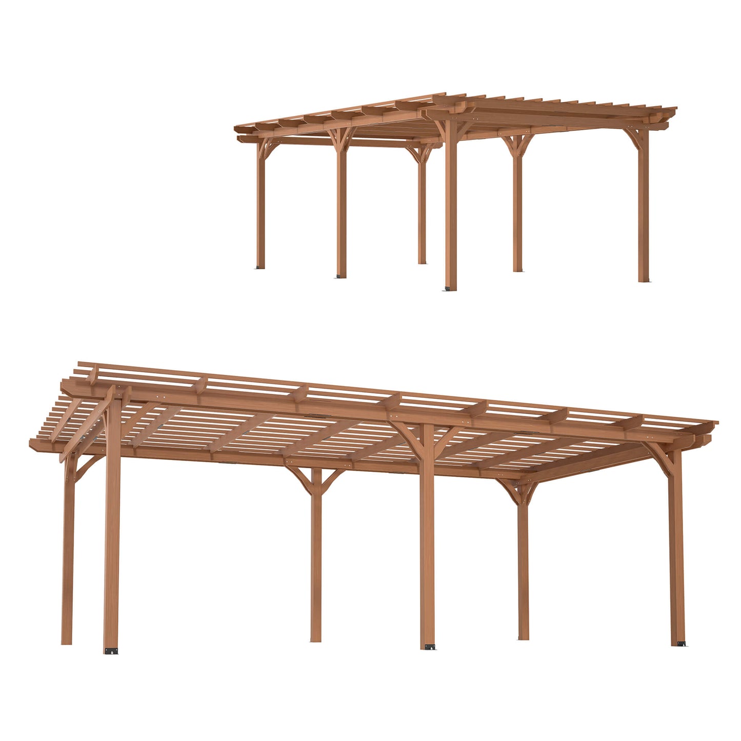 12' x 16' Alora Extra Large Outdoor Wooden Waterproof Grape Gazebo, Brown