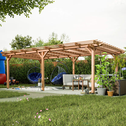12' x 16' Alora Extra Large Outdoor Wooden Waterproof Grape Gazebo, Brown