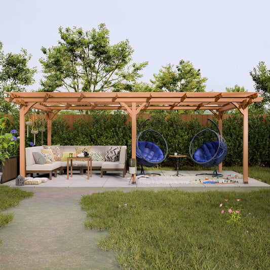 12' x 16' Alora Extra Large Outdoor Wooden Waterproof Grape Gazebo, Brown