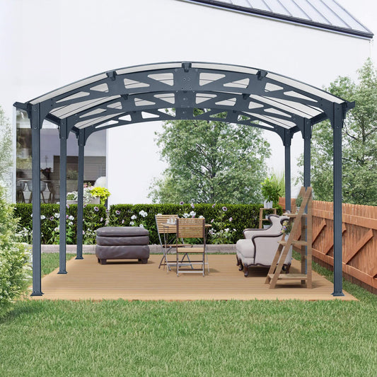 12' x 16' FT Alora Large Outdoor Aluminum Arch Carport With Polycarbonate Panels