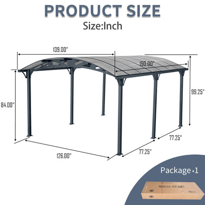 12' x 16' FT Alora Large Outdoor Aluminum Arch Carport With Polycarbonate Panels