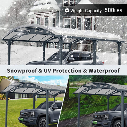 12' x 16' FT Alora Large Outdoor Aluminum Arch Carport With Polycarbonate Panels