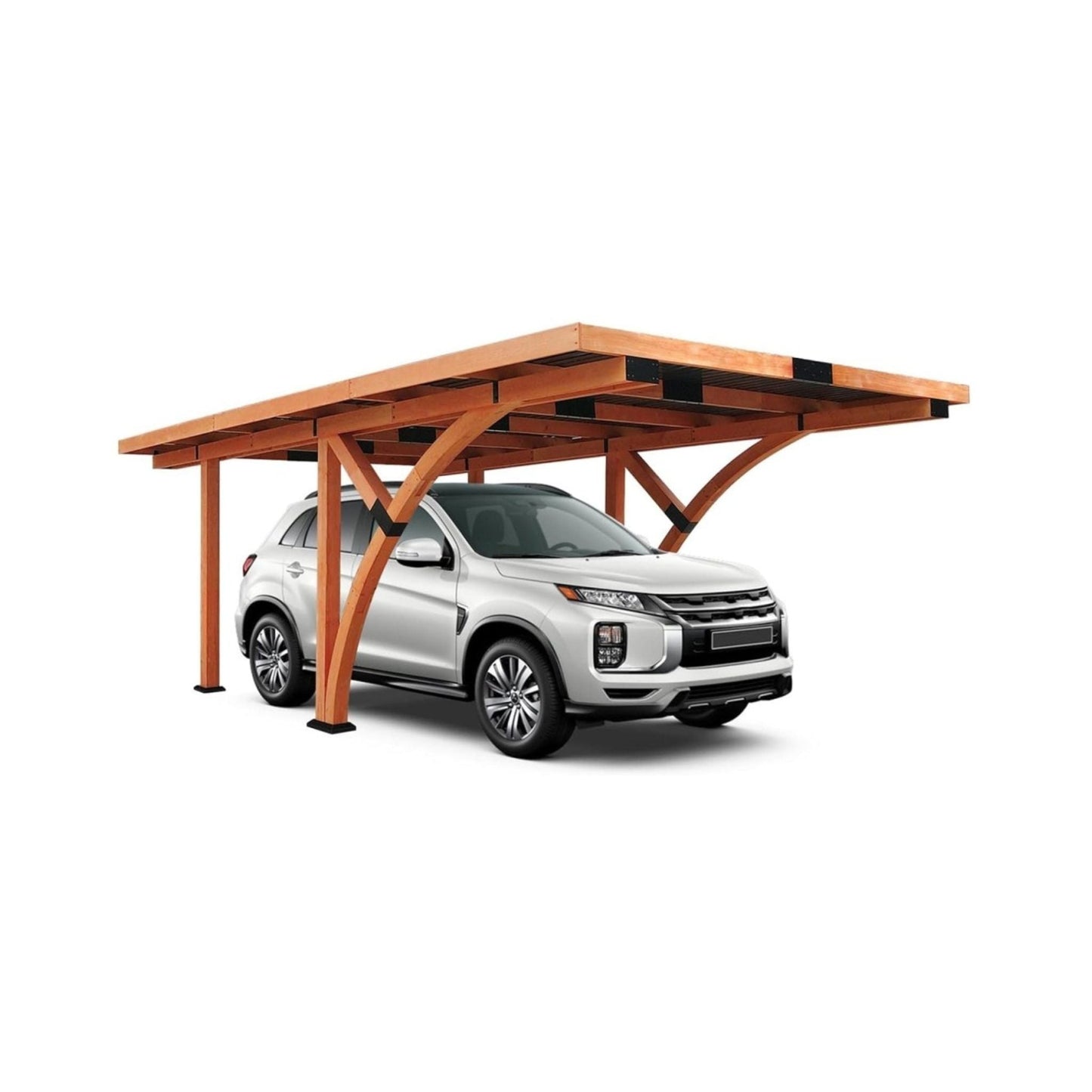 12FT x 18FT Alora Premium Heavy-Duty Pine Wood Arc-Shaped Carport with Metal Roof