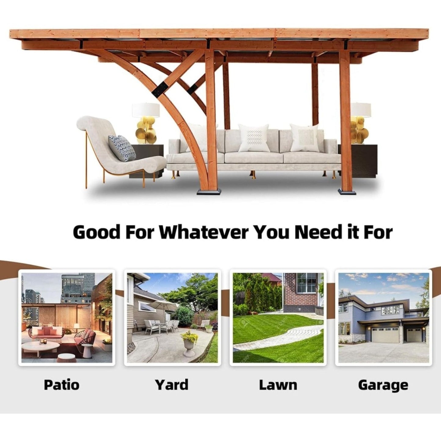 12FT x 18FT Alora Premium Heavy-Duty Pine Wood Arc-Shaped Carport with Metal Roof