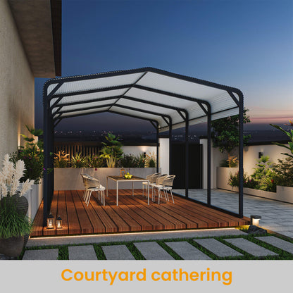 12' x 20' Alora Heavy-Duty All-Weather Metal Carport With Reinforced Support Base
