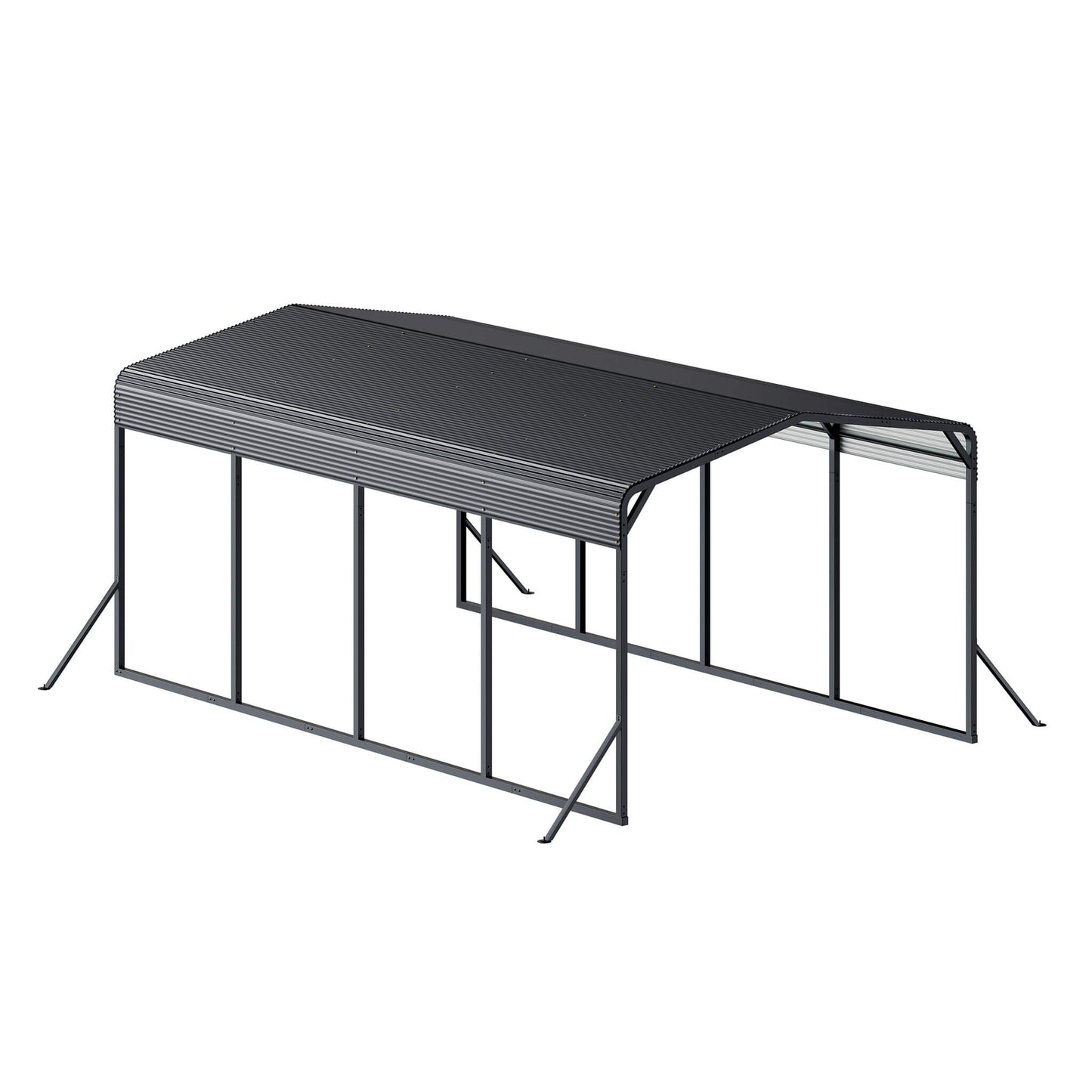 12' x 20' Alora Heavy-Duty All-Weather Metal Carport With Reinforced Support Base