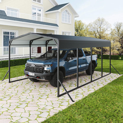 12' x 20' Alora Heavy-Duty All-Weather Metal Carport With Reinforced Support Base