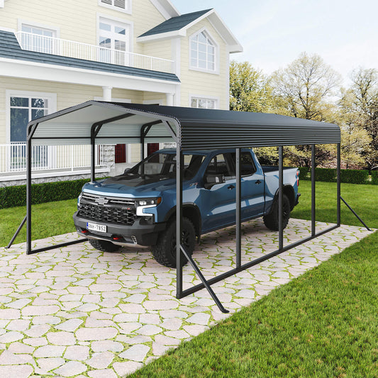 12' x 20' Alora Heavy-Duty All-Weather Metal Carport With Reinforced Support Base