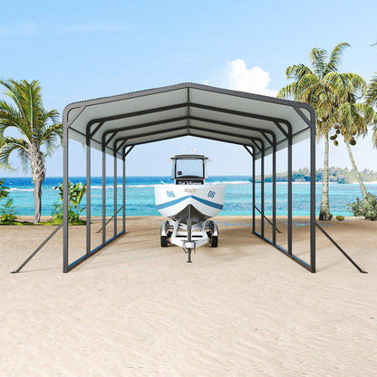 12' x 20' Alora Heavy-Duty All-Weather Metal Carport With Reinforced Support Base