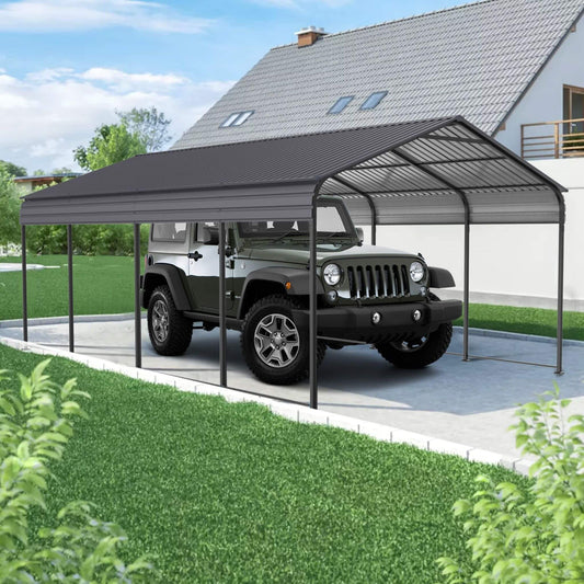 12' x 20' FT Alora Heavy-Duty Metal Carport With Galvanized Steel Roof