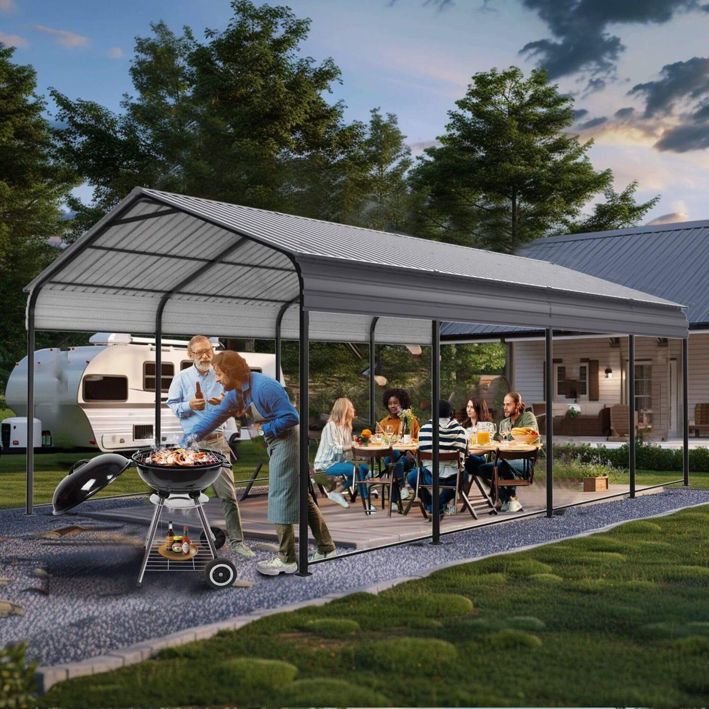 12' x 20' FT Alora Heavy-Duty Metal Carport With Galvanized Steel Roof