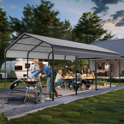 12' x 20' FT Alora Heavy-Duty Metal Carport With Galvanized Steel Roof