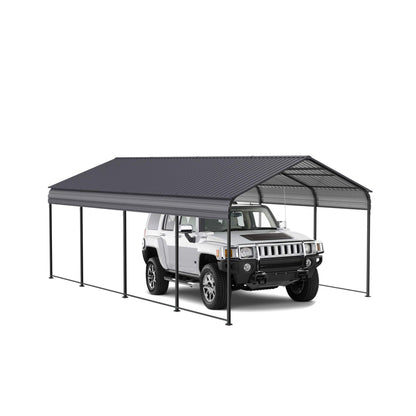 12' x 20' FT Alora Heavy-Duty Metal Carport With Galvanized Steel Roof