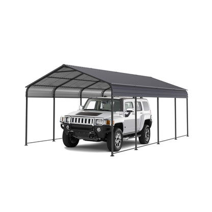 12' x 20' FT Alora Heavy-Duty Metal Carport With Galvanized Steel Roof