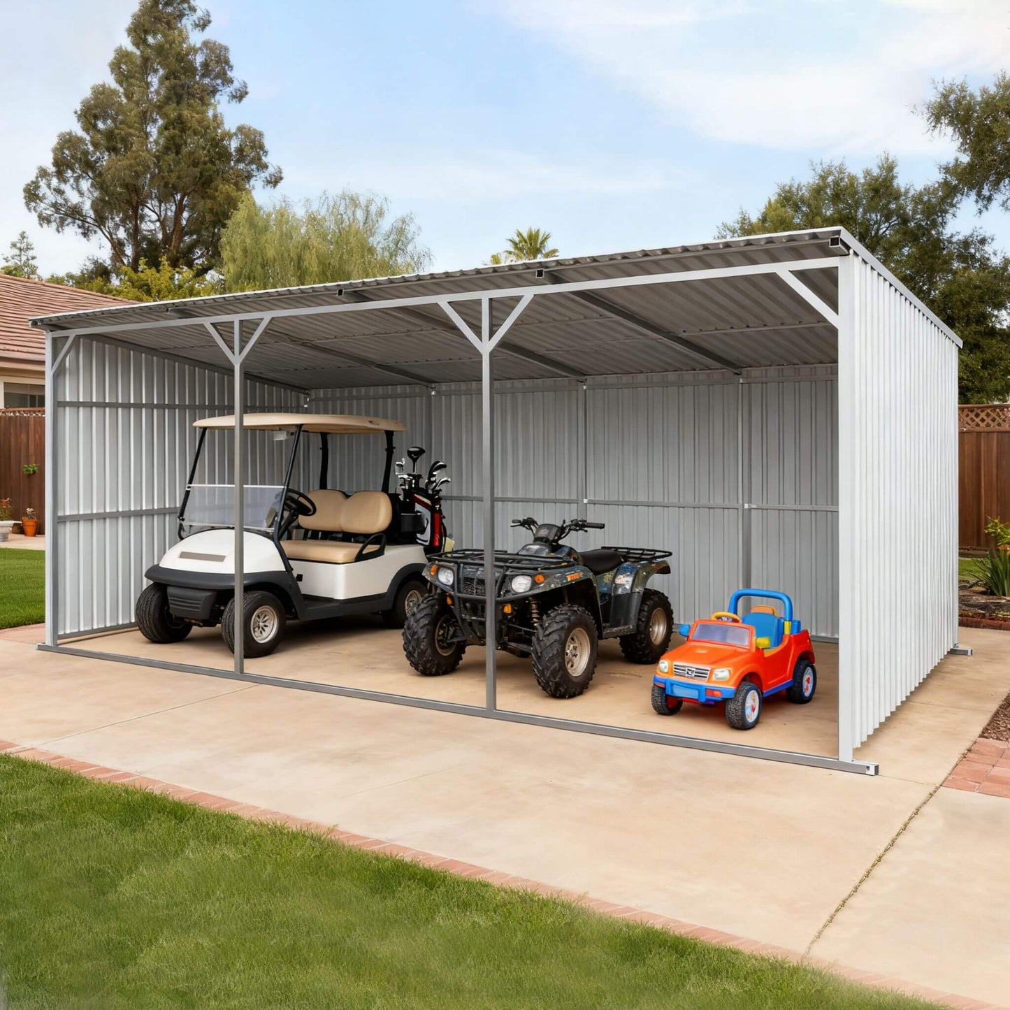 12FT x 25FT Heavy-Duty Galvanized Steel Storage Equipment Shed