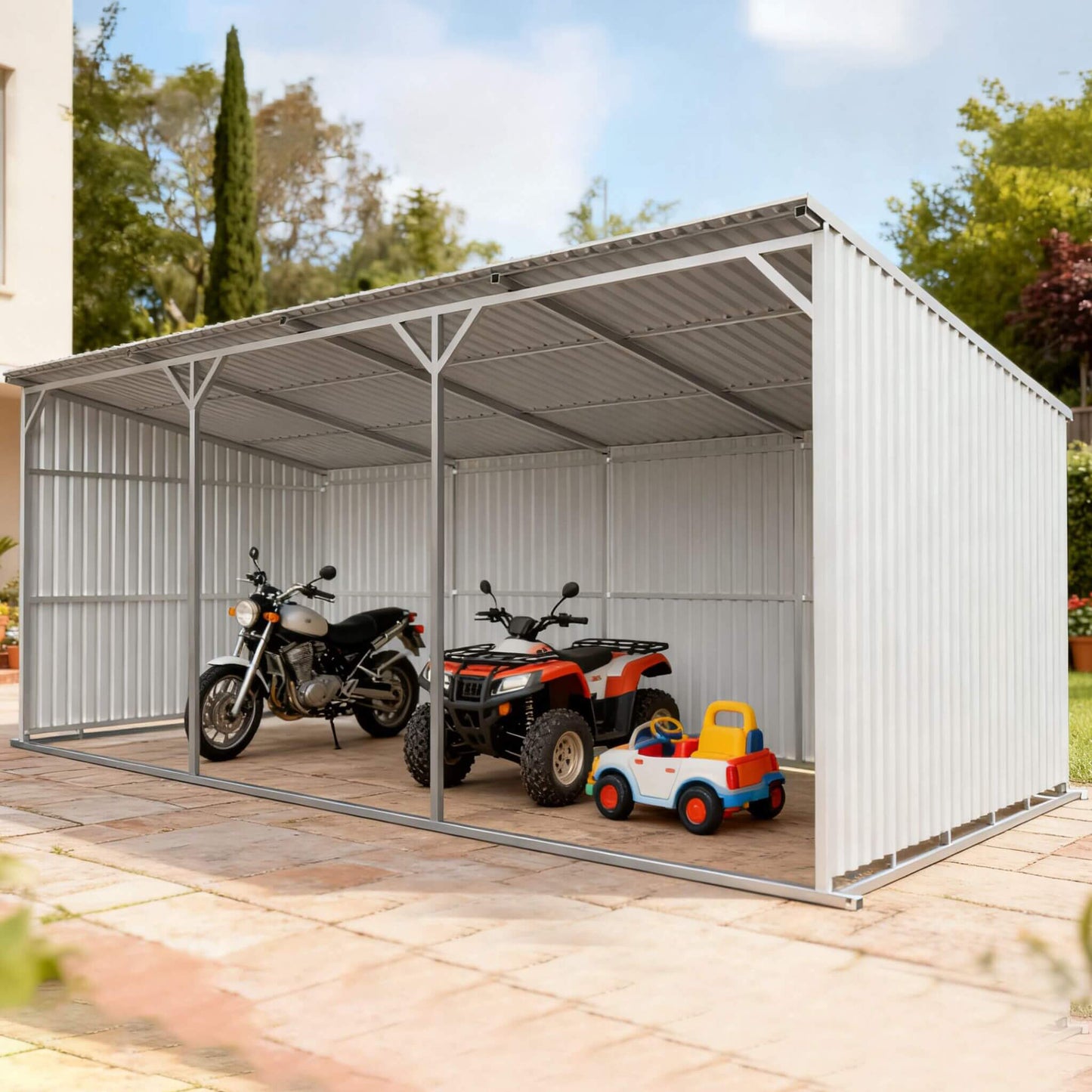 12FT x 25FT Heavy-Duty Galvanized Steel Storage Equipment Shed