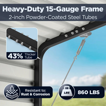 12FT x 30FT Metal Carport with Corrugated Roof