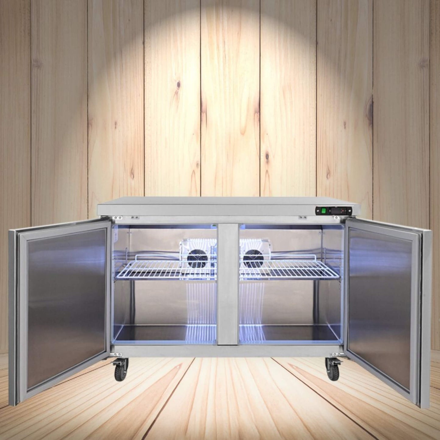 12.9 Cu.Ft 2-Door Commercial Stainless Steel Worktop Undercounter Refrigerator, 48"