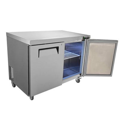 12.9 Cu.Ft 2-Door Commercial Stainless Steel Worktop Undercounter Refrigerator, 48"