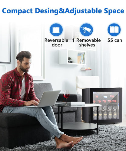 1.3 CU. FT. Beverage Refrigerator Mini Fridge Cooler W5836H