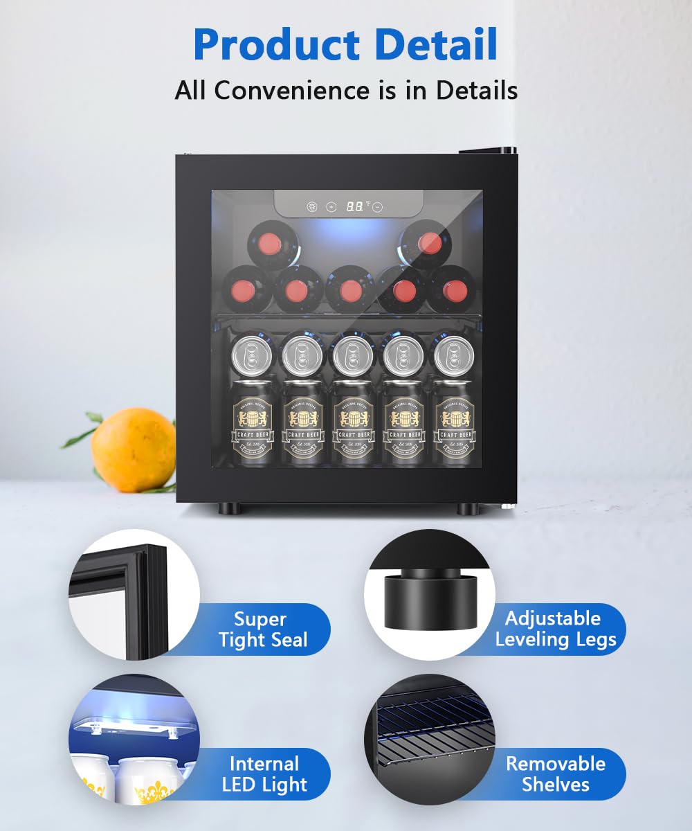 1.3 CU. FT. Beverage Refrigerator Mini Fridge Cooler W5836H