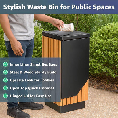 13-Gallon Heavy-Duty Commercial Outdoor Square Decorative Trash Can