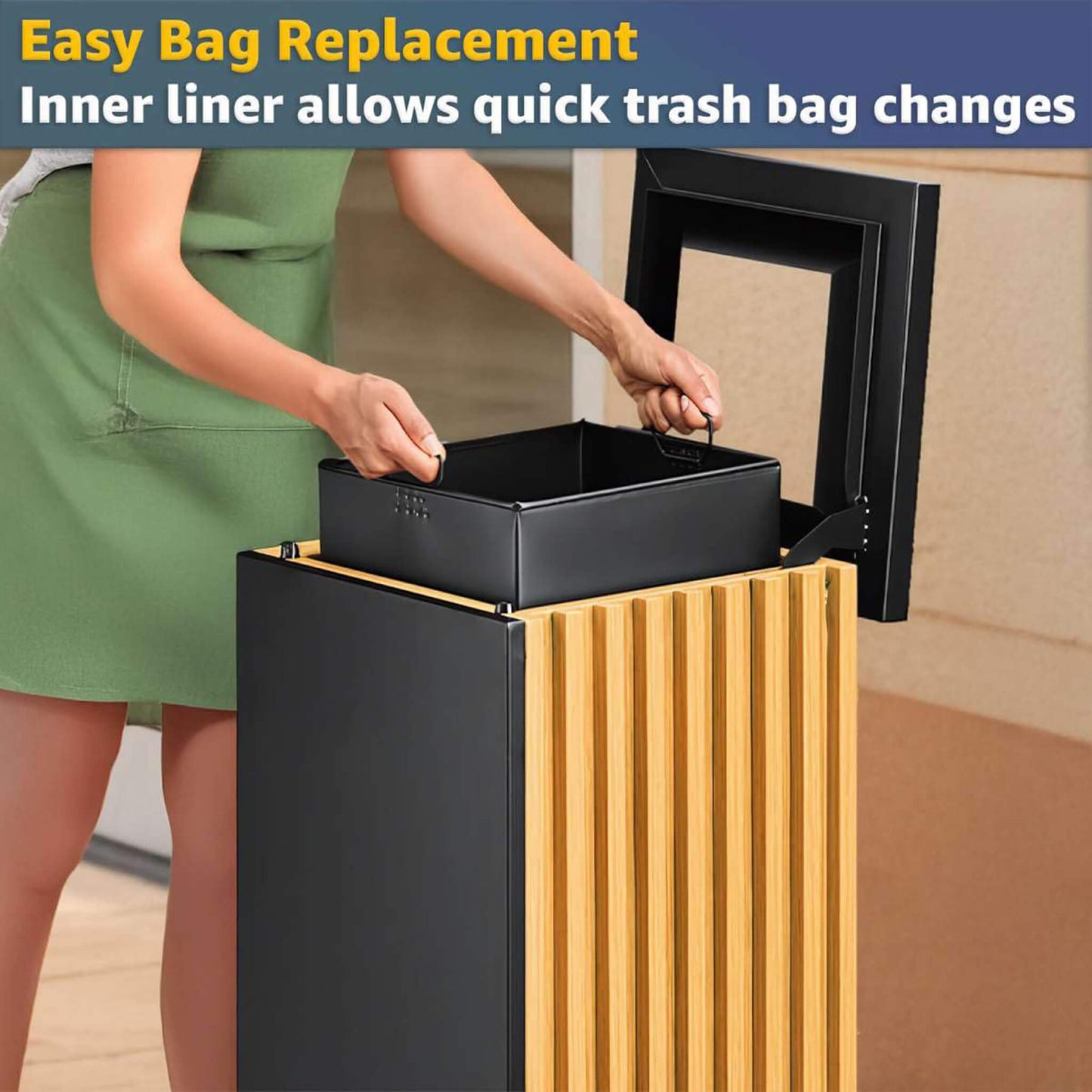 13-Gallon Heavy-Duty Commercial Outdoor Square Decorative Trash Can