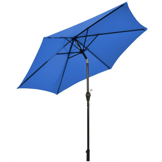 9 ft Outdoor Market Patio Table Umbrella Push Button Tilt Crank Lift - Blue