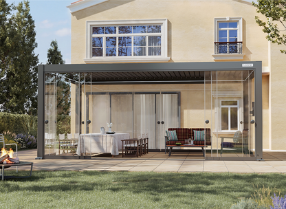 Sliding Glass Door with Round Handle for FlexPatio Pergola