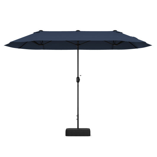 13 Feet Double-Sided Patio Twin Table Umbrella with Crank Handle - Navy