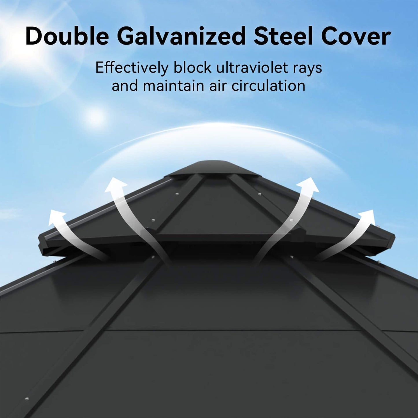 13FT X 13FT Alora Cedar Wood Galvanized Steel Octagonal Hardtop Double Roof Gazebo