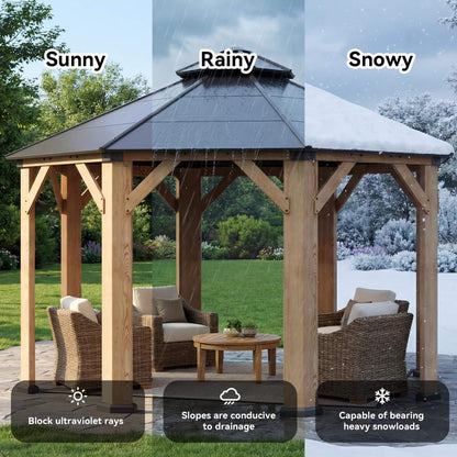 13FT X 13FT Alora Premium All-Weather Octagonal Double Hardtop Cedar Wood Gazebo