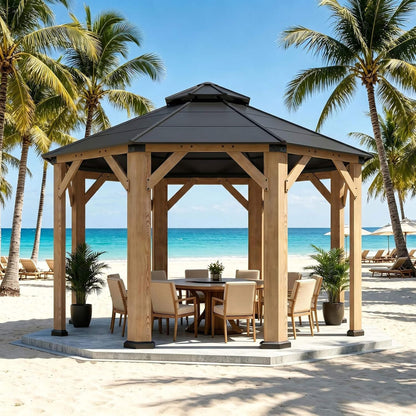13FT X 13FT Alora Premium All-Weather Octagonal Double Hardtop Cedar Wood Gazebo