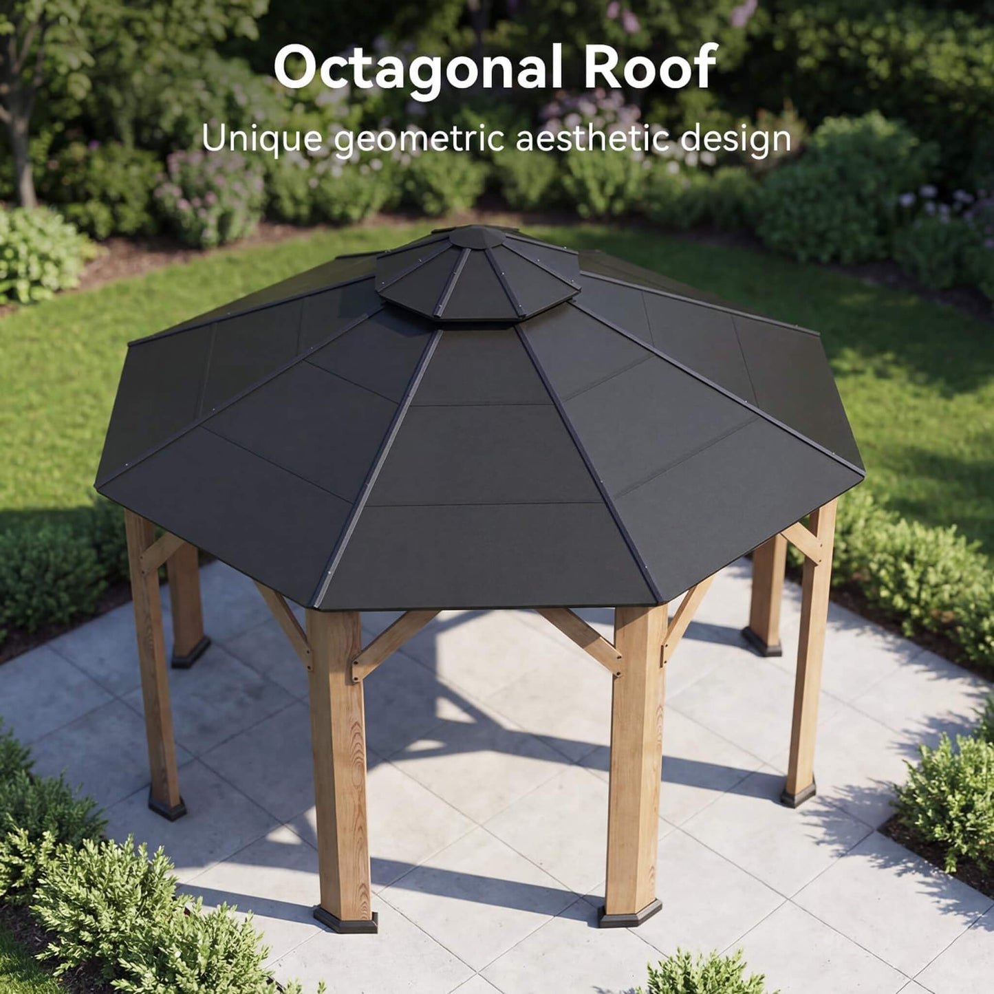 13FT X 13FT Alora Premium All-Weather Octagonal Double Hardtop Cedar Wood Gazebo